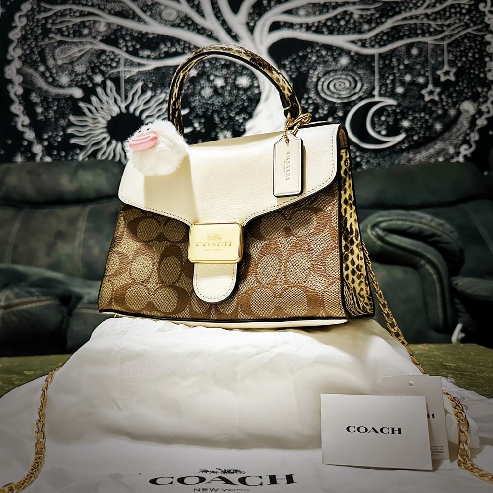 Coach Leopard and White Satchel - Picture 12 of 17